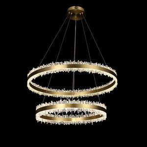 Cervine Double Round Rings Quartz Crystal Hanging Modern Chandelier - Zonesus