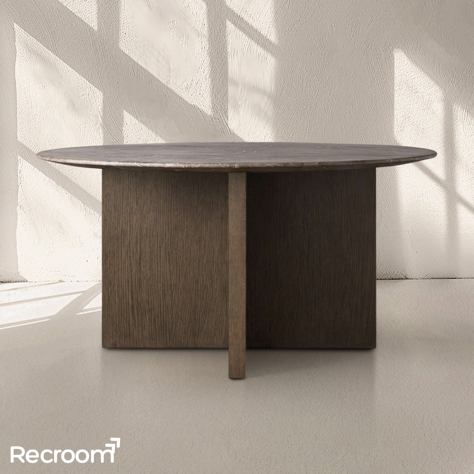 San Germani Round Stone Dining Table with Clement Base - Zonesus