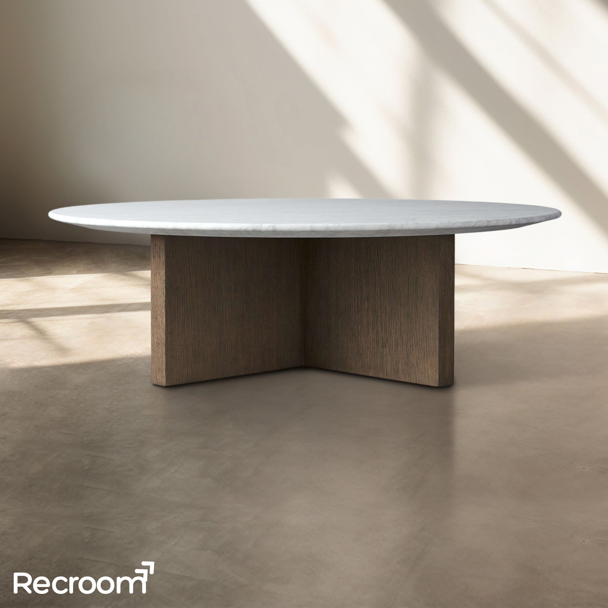 San Germani Round Stone Coffee Table with Clement Base - Zonesus
