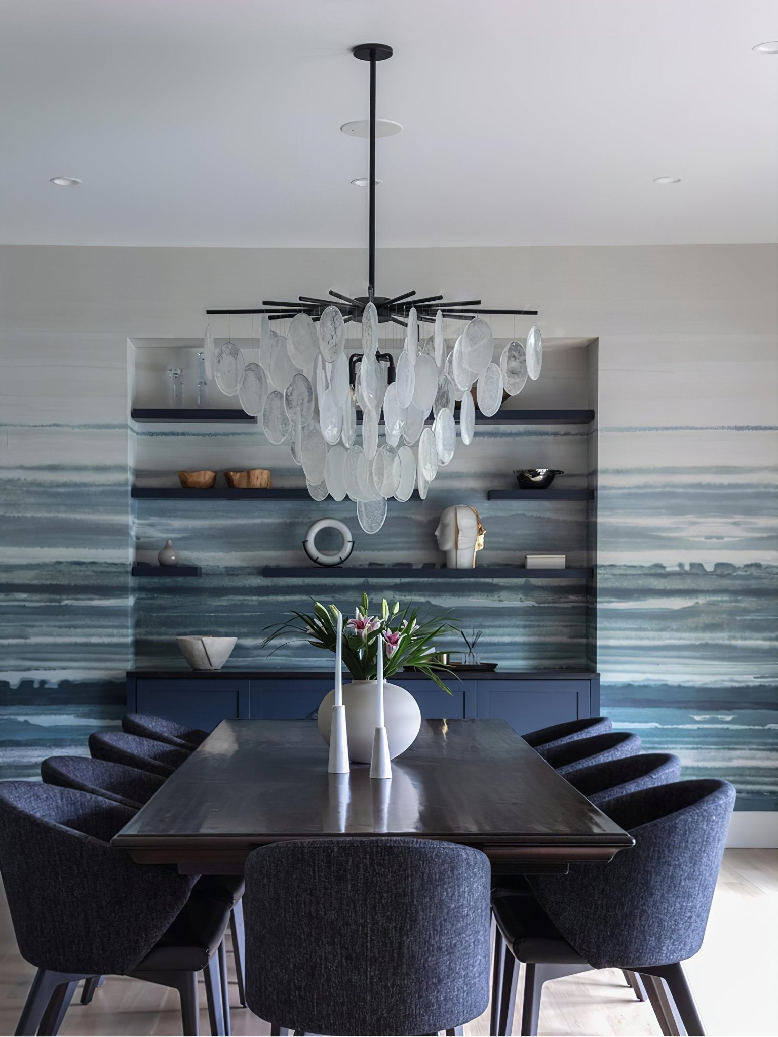 Cascading Selenite Disc Chandelier - Zonesus