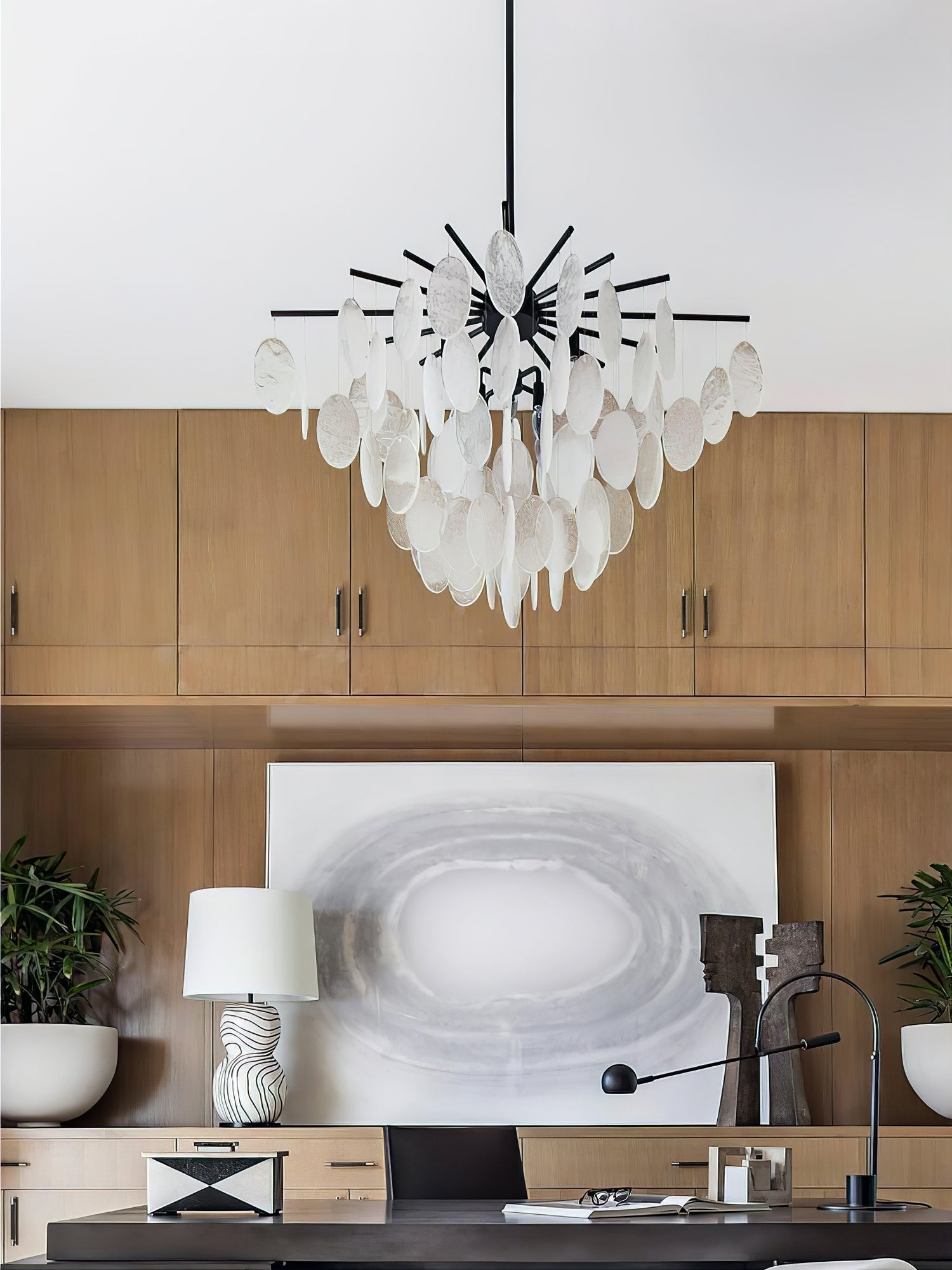 Cascading Selenite Disc Chandelier - Zonesus