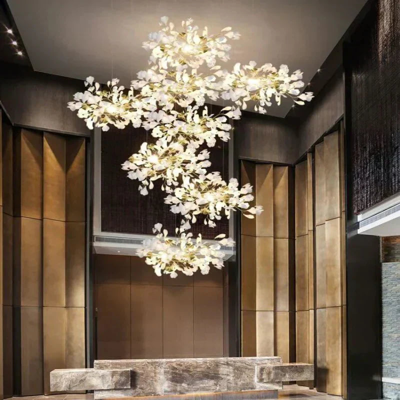 Ceramic Ginkgo Cascading Chandelier - Zonesus