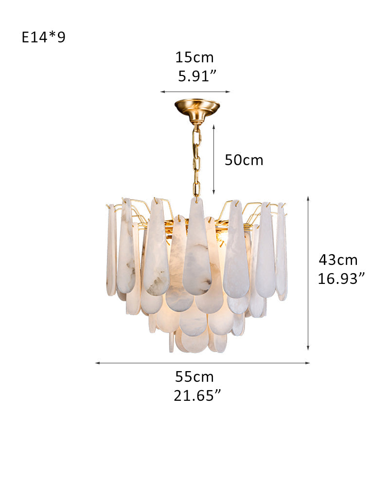 Tiered Raindrop Alabaster Chandelier lighting 22" hanging for living room foyer kitchen