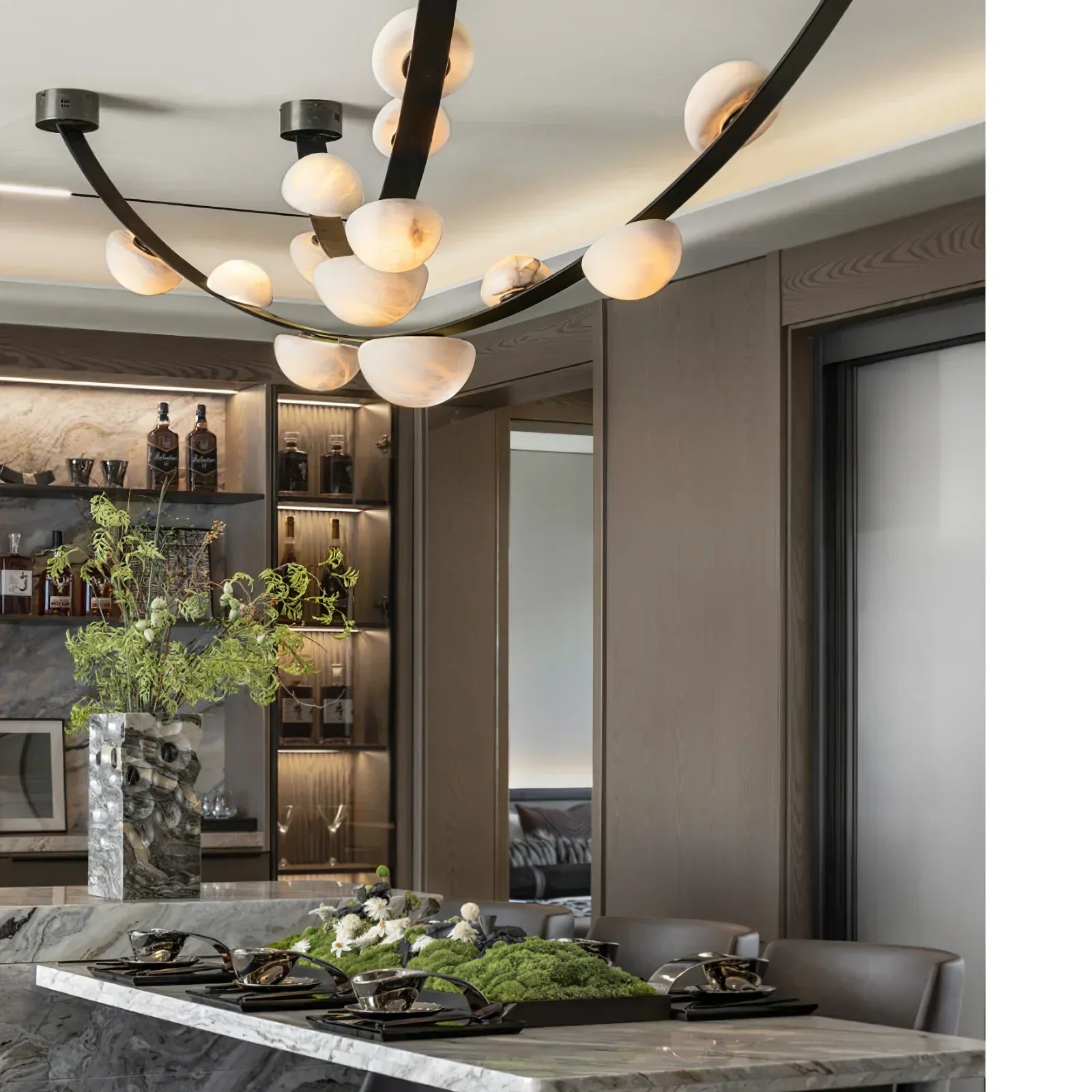 Alex Modern Dew Drops Alabaster Chandelier - Zonesus