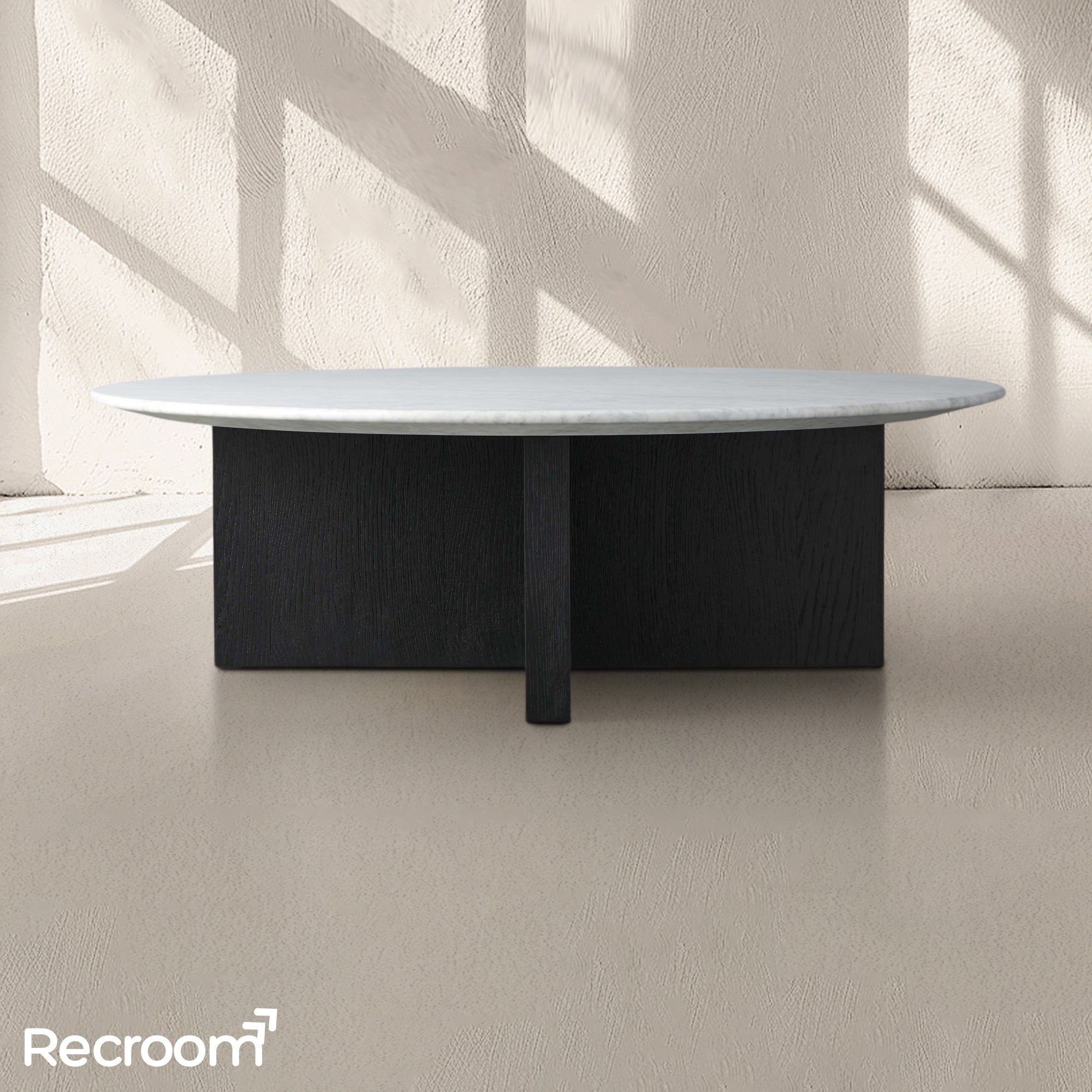 San Germani Round Stone Coffee Table with Clement Base - Zonesus