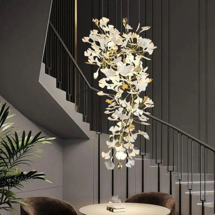 Ceramic Ginkgo Cascading A Branch Chandelier - Zonesus