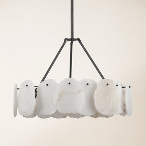 Moira Alabaster Round Chandelier 24"D#Finish_Black