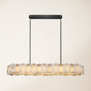 Moira Alabaster Oval Chandelier 58"W#Finish_Black
