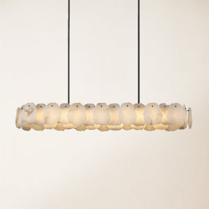 Moira Alabaster Oval Chandelier 58"W#Finish_Black