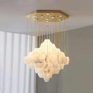 Hexa Alabaster Cascade Chandelier - Zonesus