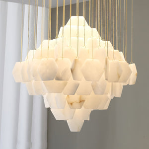Hexa Alabaster Cascade Chandelier - Zonesus