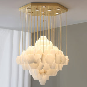Hexa Alabaster Cascade Chandelier - Zonesus