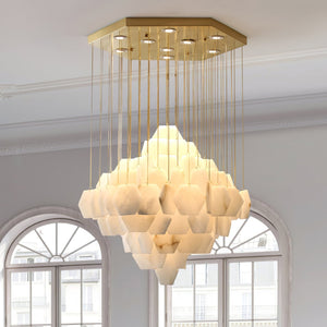 Hexa Alabaster Cascade Chandelier - Zonesus