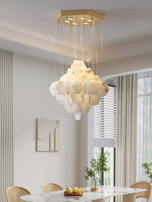 Hexa Alabaster Cascade Chandelier - Zonesus
