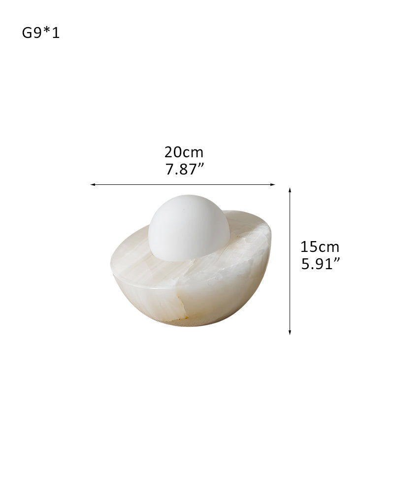 Slinkly Modern Nature Alabaster Dimming Round Bowl Table Lamp for bedroom