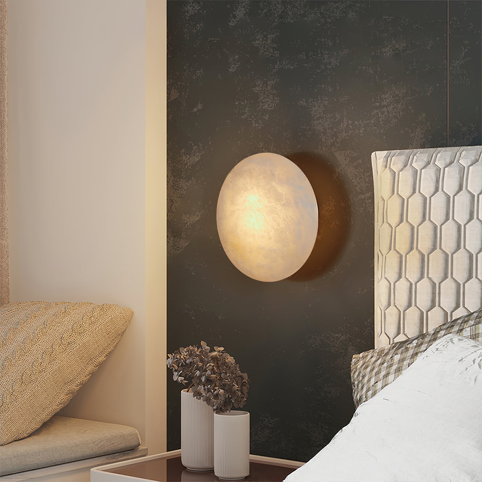 Iveala Single Alabaster Wall Lamp - Zonesus