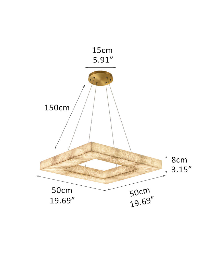 Rectangular Large Alabaster Pendant Lamp Wide 48" for kitchen Island | 80W