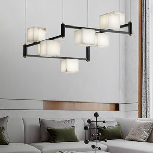 Alabaster Square Box Chandelier - Zonesus