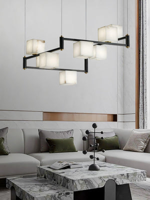 Alabaster Square Box Chandelier - Zonesus