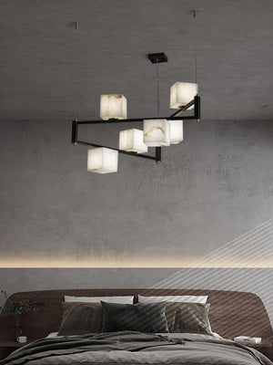 Alabaster Square Box Chandelier - Zonesus