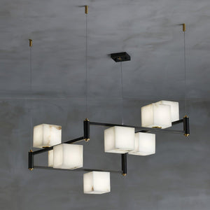 Alabaster Square Box Chandelier - Zonesus