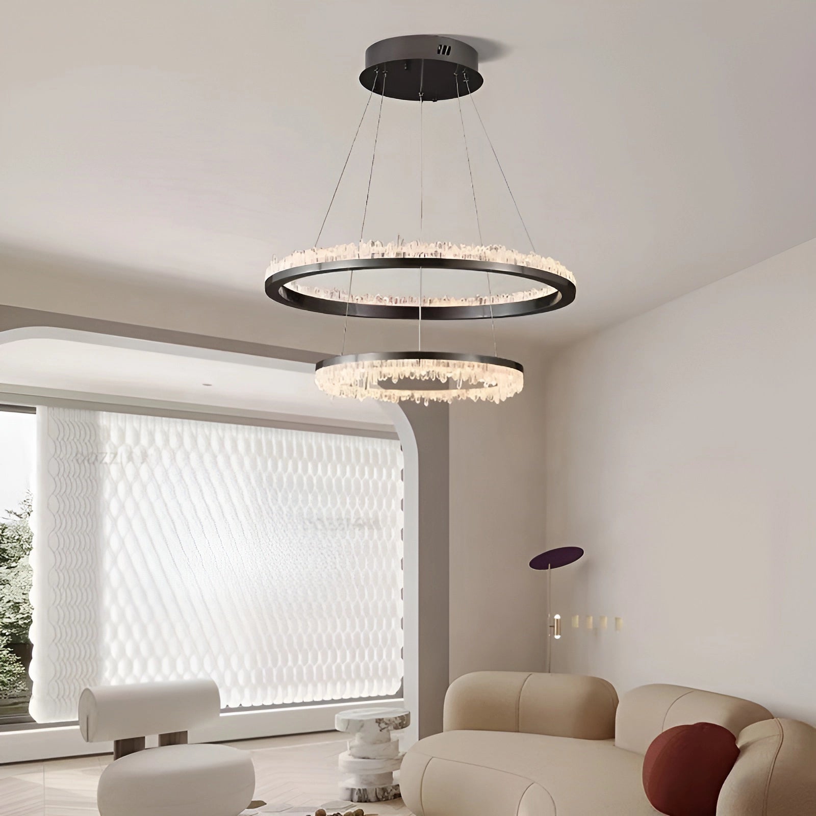 Cervine Minimalistic Crystal Quartz LED Chandelier - Zonesus