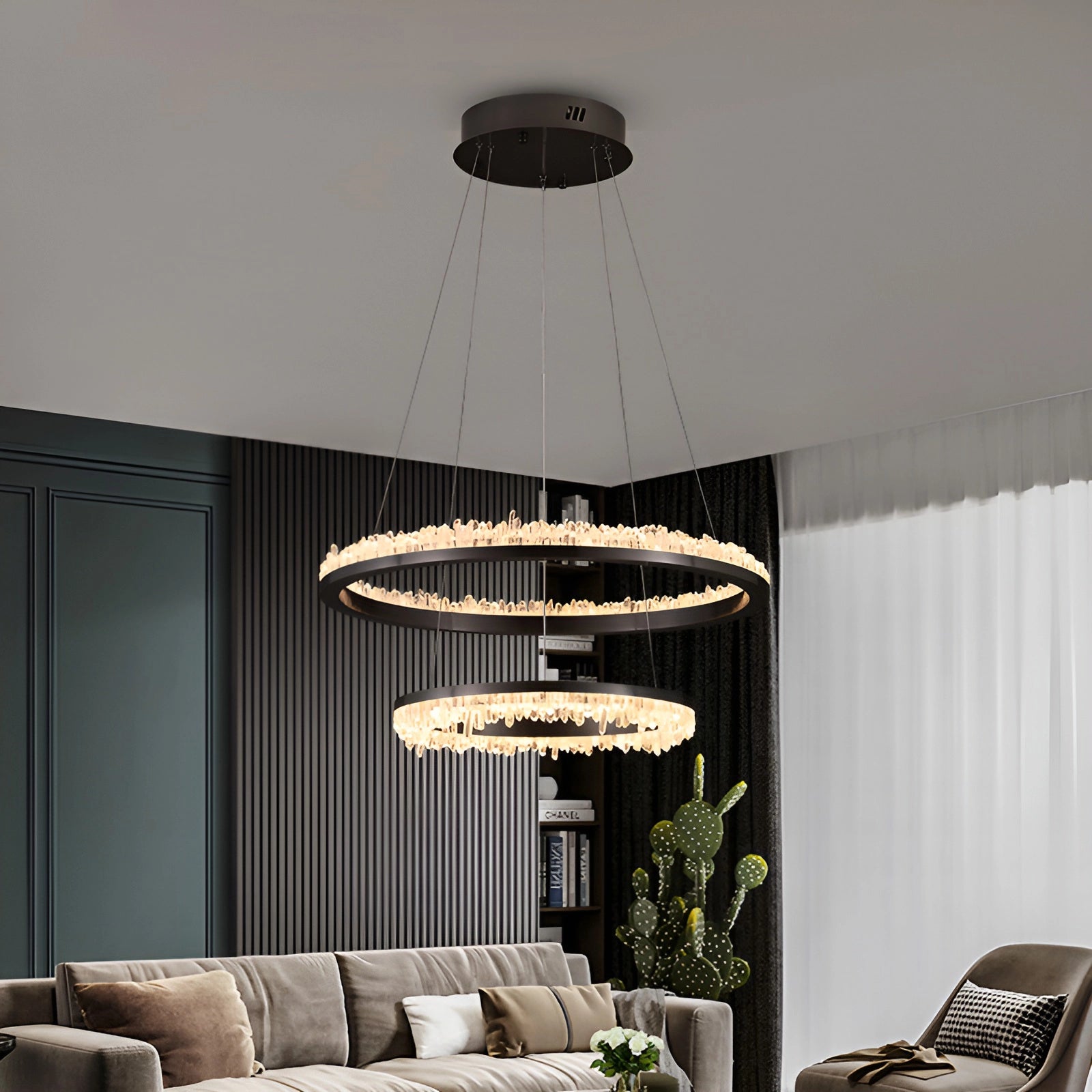 Cervine Minimalistic Crystal Quartz LED Chandelier - Zonesus