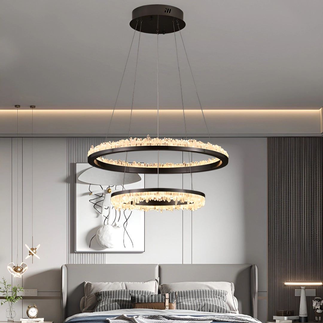 Cervine Minimalistic Crystal Quartz LED Chandelier - Zonesus
