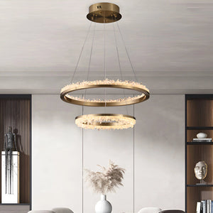 Cervine Minimalistic Crystal Quartz LED Chandelier - Zonesus