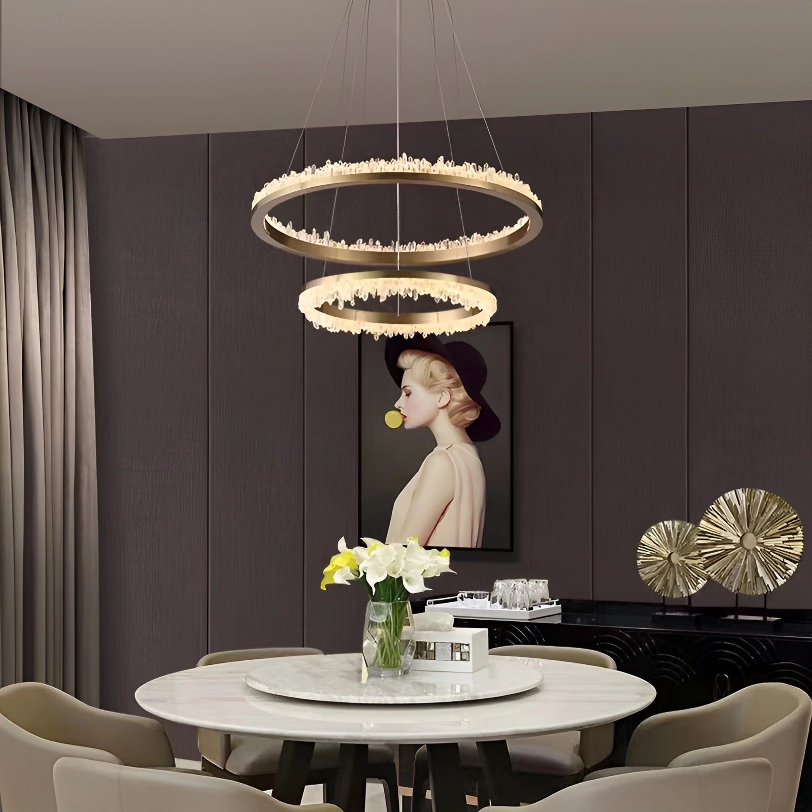 Cervine Minimalistic Crystal Quartz LED Chandelier - Zonesus