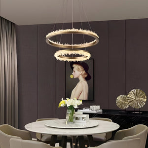 Cervine Minimalistic Crystal Quartz LED Chandelier - Zonesus