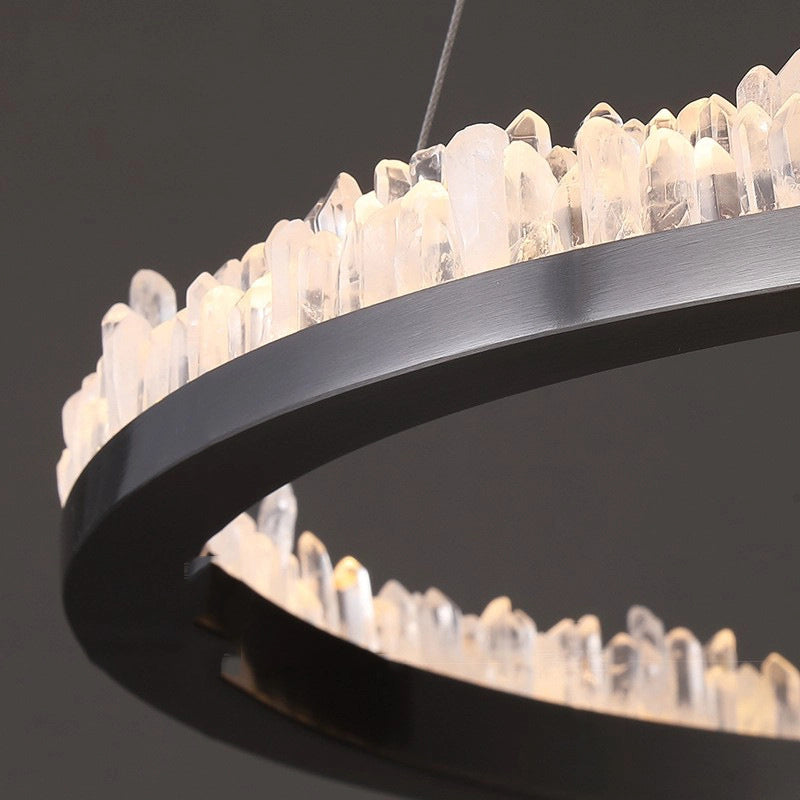Cervine Minimalistic Crystal Quartz LED Chandelier - Zonesus
