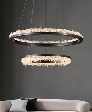 Cervine Minimalistic Crystal Quartz LED Chandelier - Zonesus
