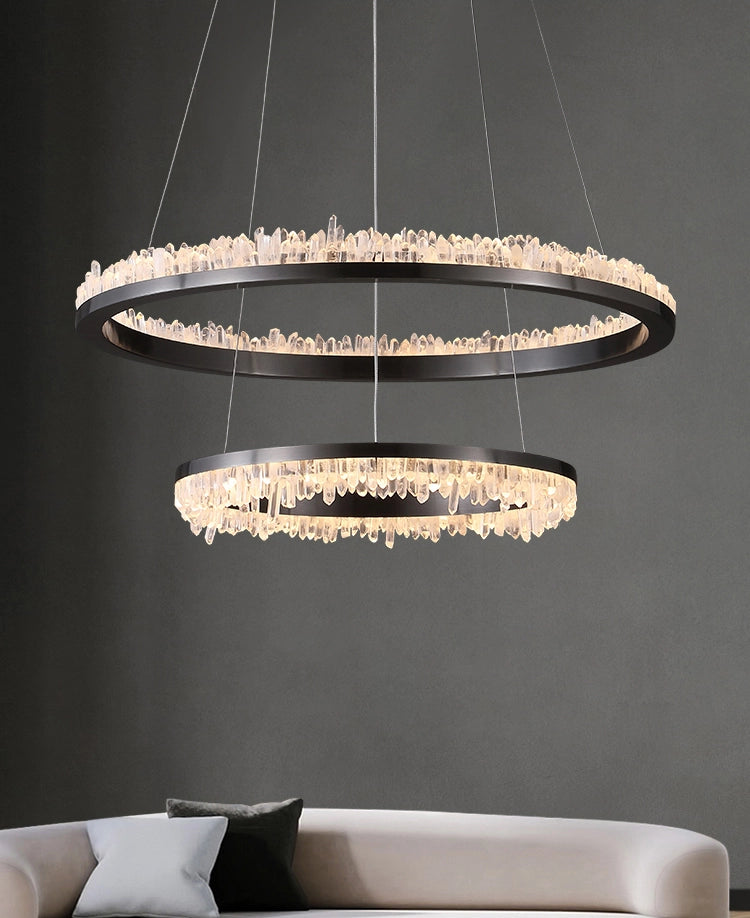 Cervine Minimalistic Crystal Quartz LED Chandelier - Zonesus