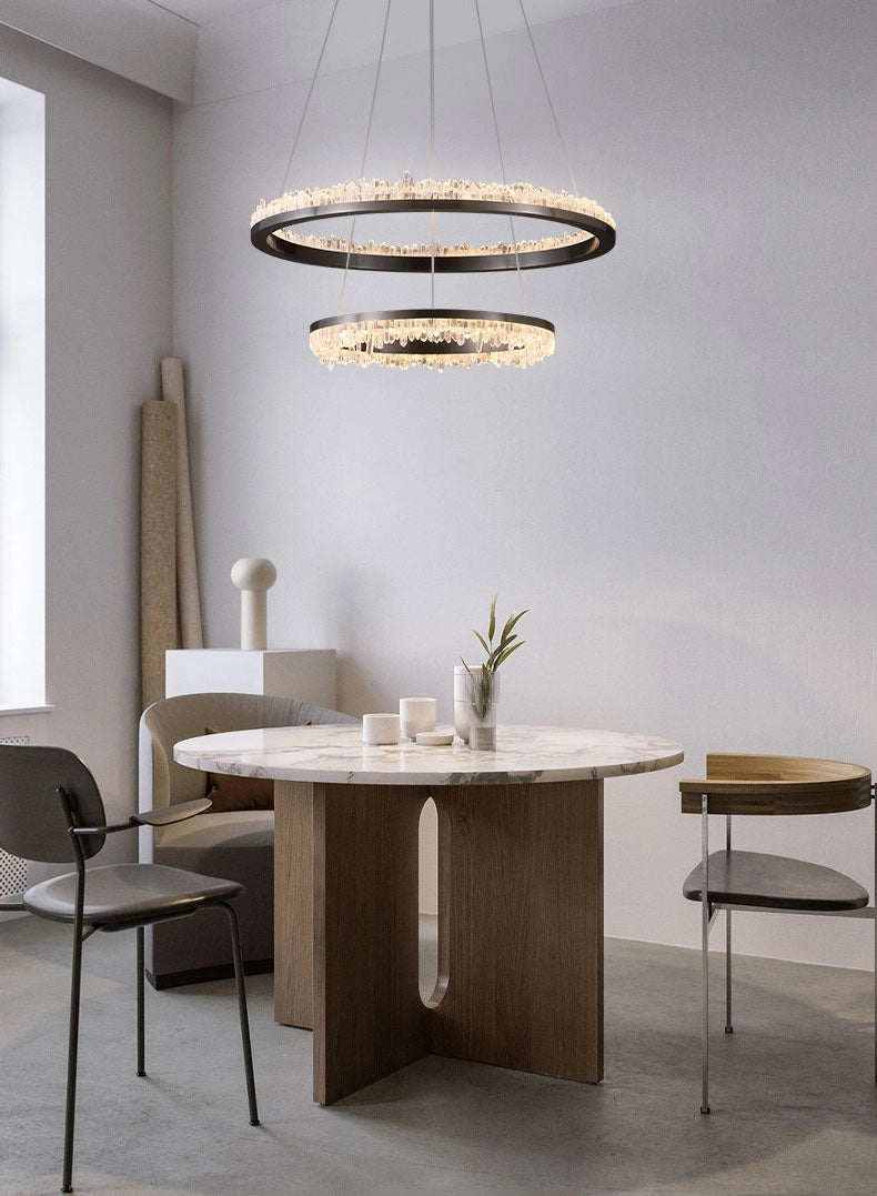 Cervine Minimalistic Crystal Quartz LED Chandelier - Zonesus
