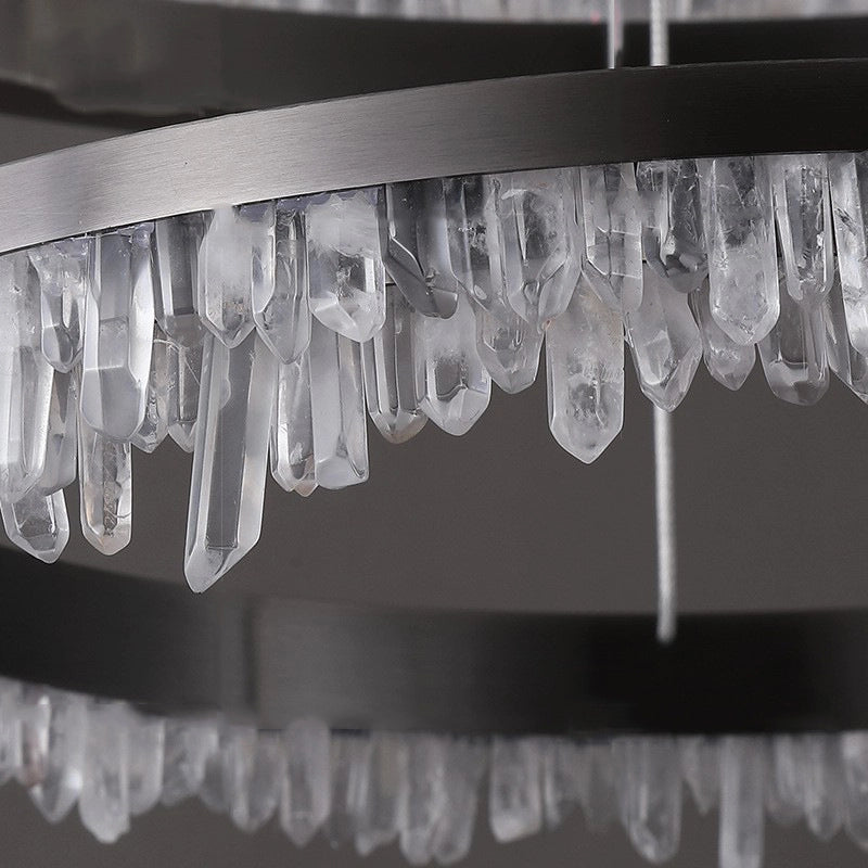 Cervine Minimalistic Crystal Quartz LED Chandelier - Zonesus