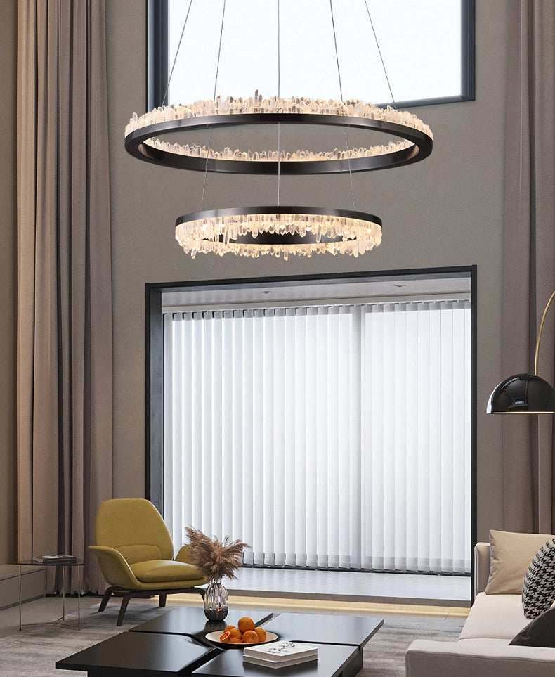 Cervine Minimalistic Crystal Quartz LED Chandelier - Zonesus