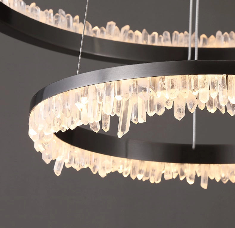 Cervine Minimalistic Crystal Quartz LED Chandelier - Zonesus