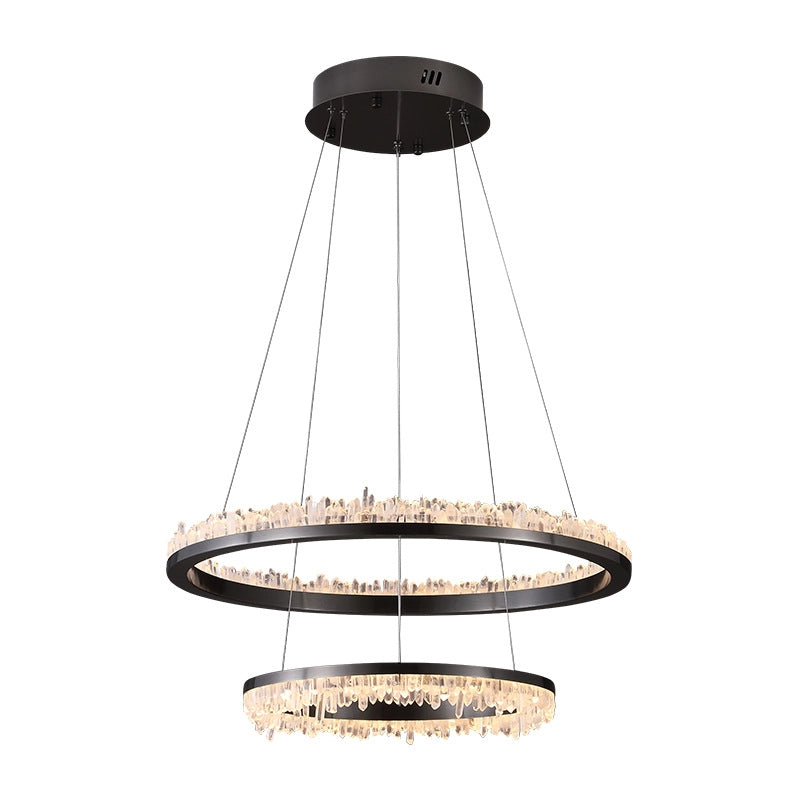 Cervine Minimalistic Crystal Quartz LED Chandelier - Zonesus