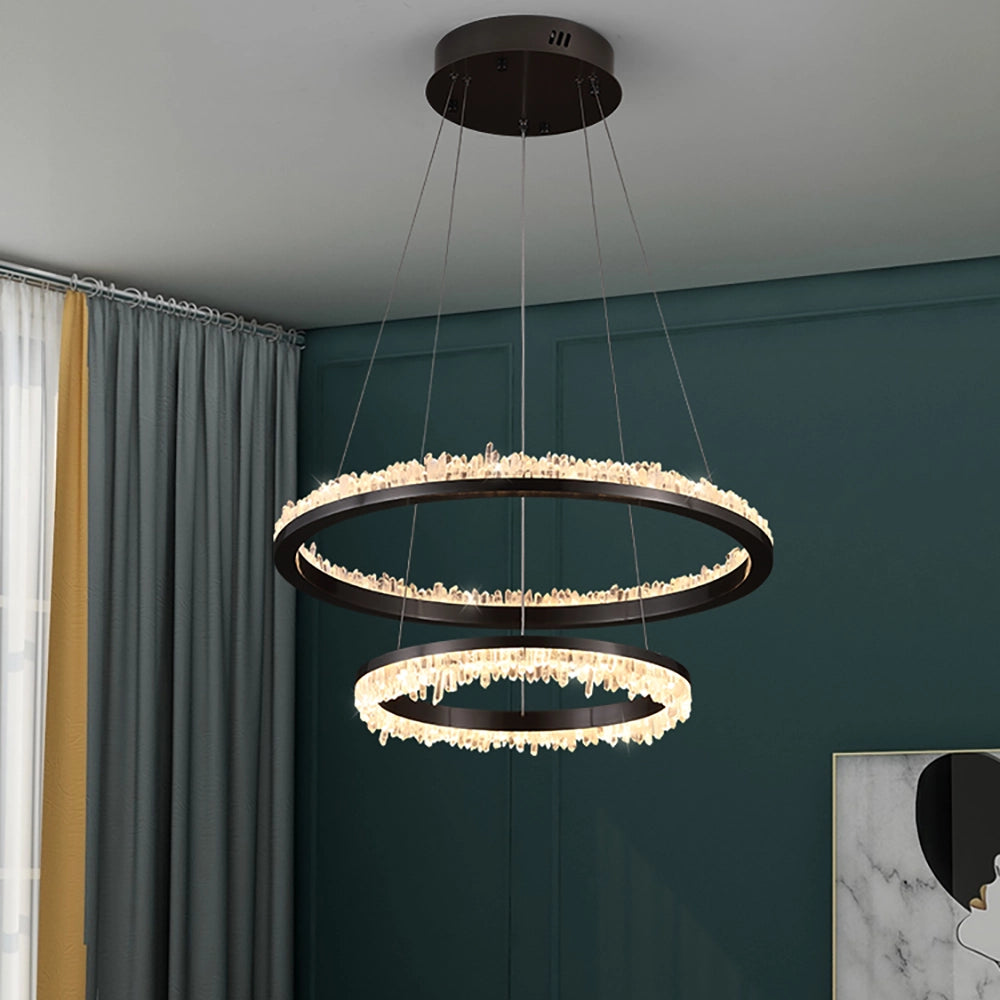 Cervine Minimalistic Crystal Quartz LED Chandelier - Zonesus