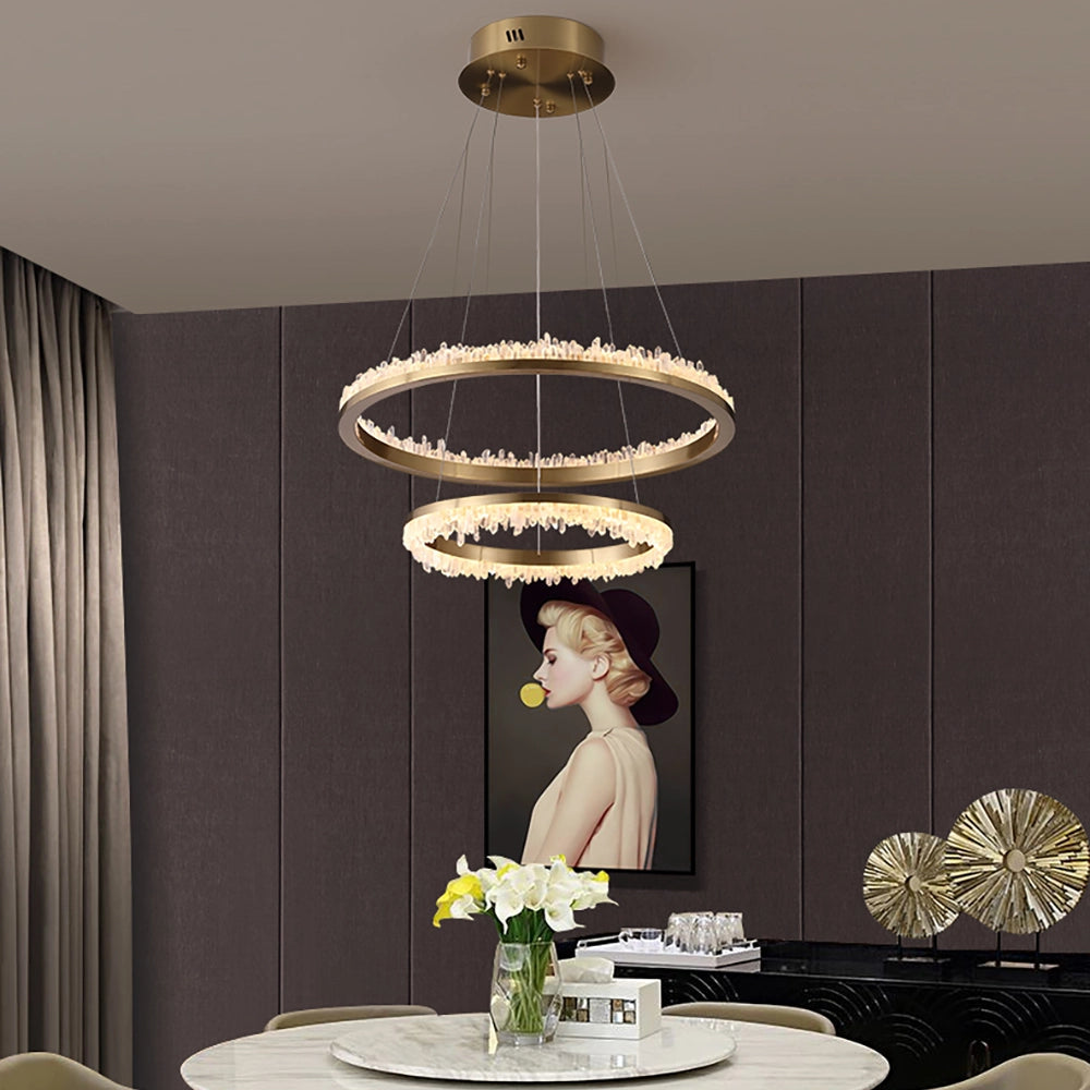 Cervine Minimalistic Crystal Quartz LED Chandelier - Zonesus