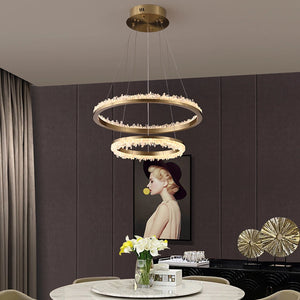 Cervine Minimalistic Crystal Quartz LED Chandelier - Zonesus