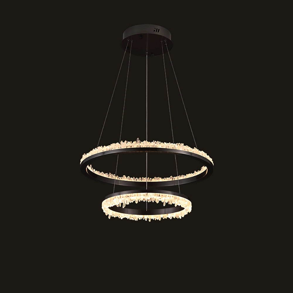 Cervine Minimalistic Crystal Quartz LED Chandelier - Zonesus