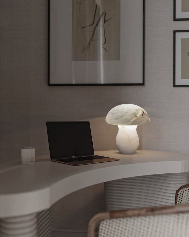 Modern Cosy White Marble Mushroom Shaped table lamp for bedroom