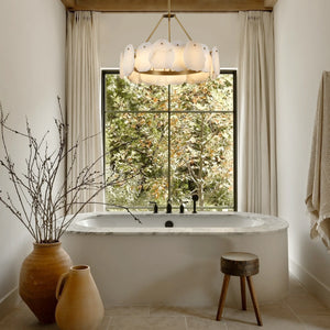 Moira Alabaster Round Chandelier 24"D#Finish_Gold