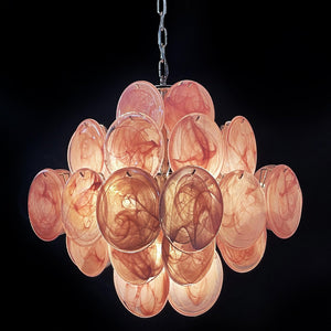 Murano Chandelier 36 Pink Disks - Zonesus