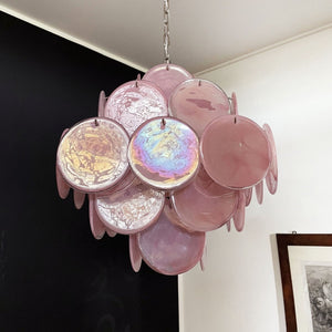 Murano Chandelier 36 Pink Disks - Zonesus