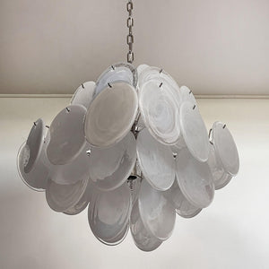 Murano Chandelier 36 White Disks - Zonesus