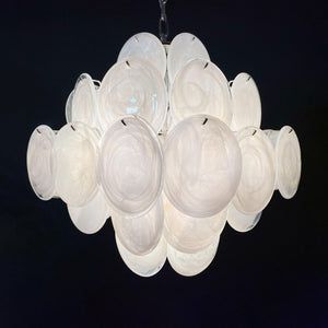 Murano Chandelier 36 White Disks - Zonesus