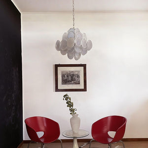 Murano Chandelier 36 White Disks - Zonesus